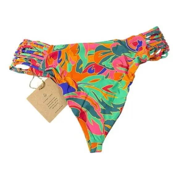 NWT Stone Fox Swim Simone Bikini Cheeky Bottom Stained Glass Print S MultiColors - Picture 2 of 14